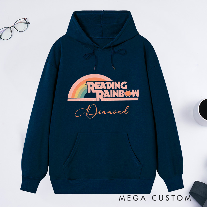 Personalized Reading Rainbow Classic Hoodies Love To Read Hoodies Custom Book Lover Hoodies with Name Librarian Gift Reading Gift for Reader