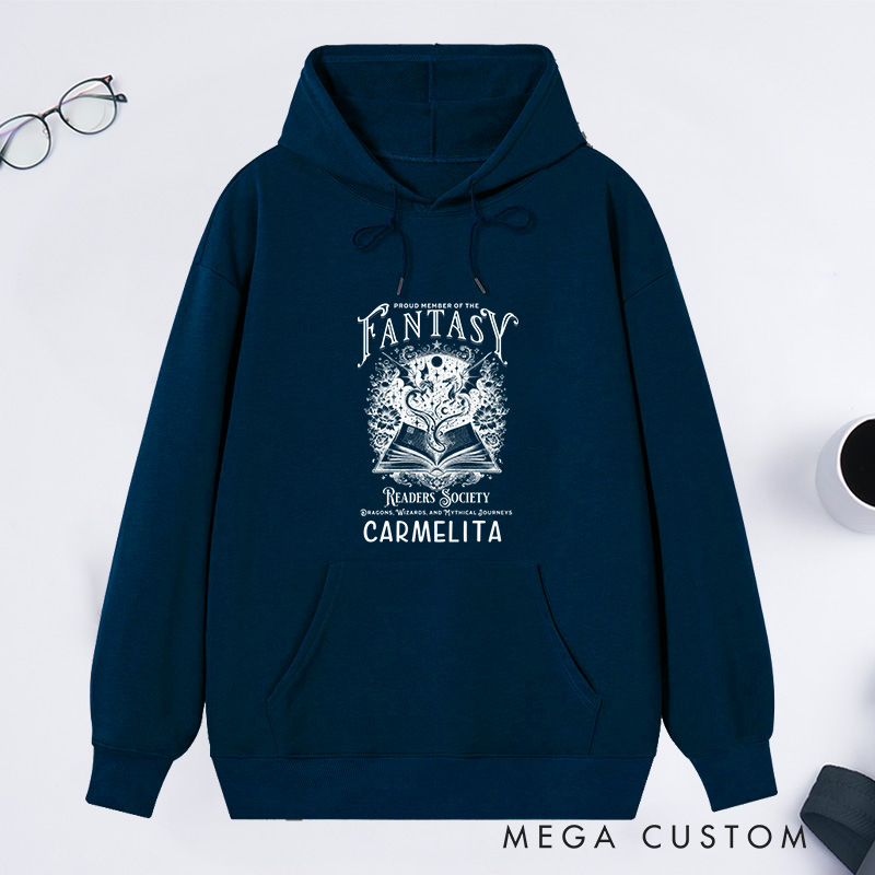 Personalized Fantasy Readers Society Classic Hoodies Custom Bookish Hoodies with Name Mythical Book Hoodies Librarian Gift Book Lover Gift for Reader