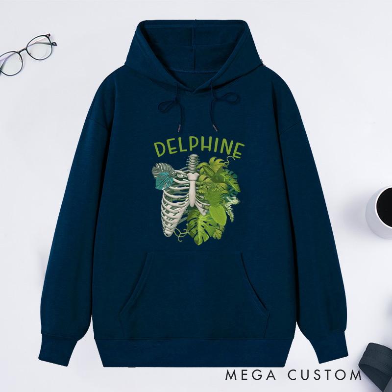 Personalized Skeleton Plant Classic Hoodies Custom Monstera Hoodies with Name Plant Lover Gift Gardening Lover Gift for Gardener Gift