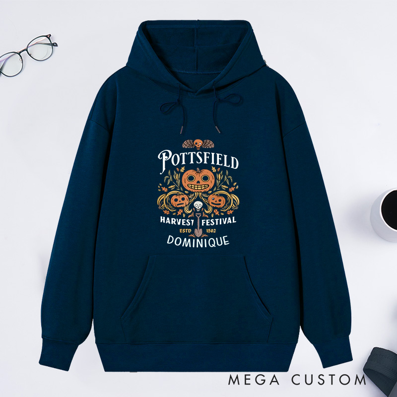 Personalized Pottsfield Harvest Festival Classic Hoodies Halloween Hoodies with Name Plant Lover Gift Gardening Lover Gift for Gardener Halloween Gift