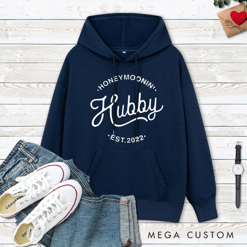 Personalized Chic Honeymoon Wifey and Hubby Matching Honeymoon Couple Hoodie
