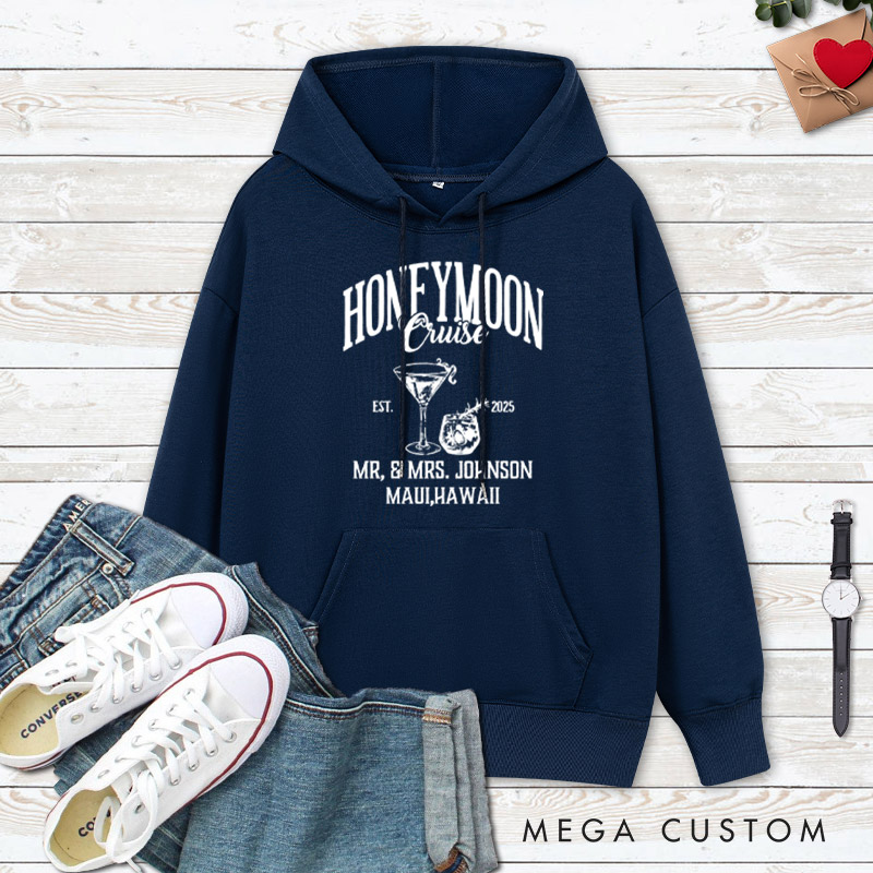 Personalized Honeymoon Cruise Mr and Mrs Matching Honeymoon Couple Hoodie