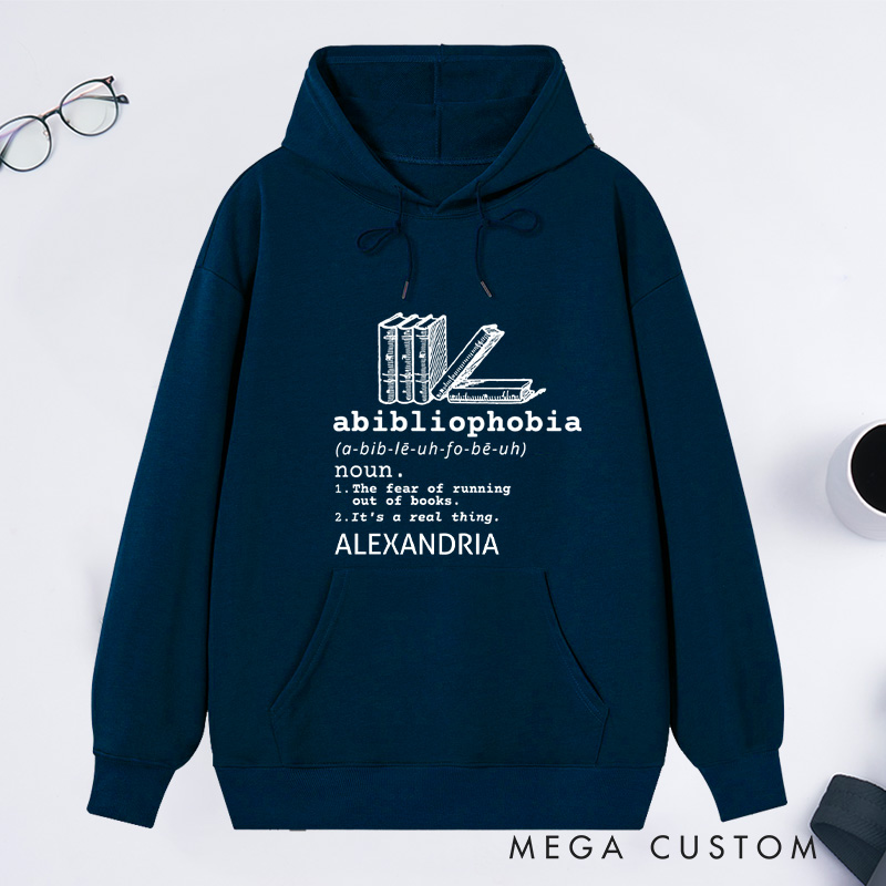 Personalized Abibliophobia Classic Hoodies Book Lover Hoodies Reading Hoodies with Name Librarian Gift Book Lover Gift For Reader