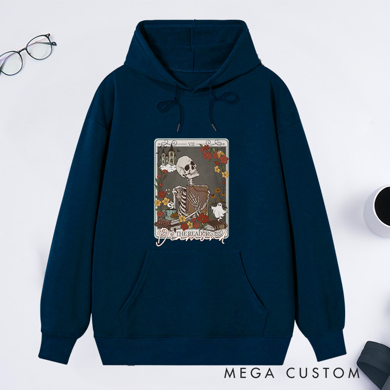 Personalized the Reader Tarot Card Crewneck Classic Hoodies Bookish Hoodies Custom Book Lover Hoodies with Name Librarian Gift Reader Gift