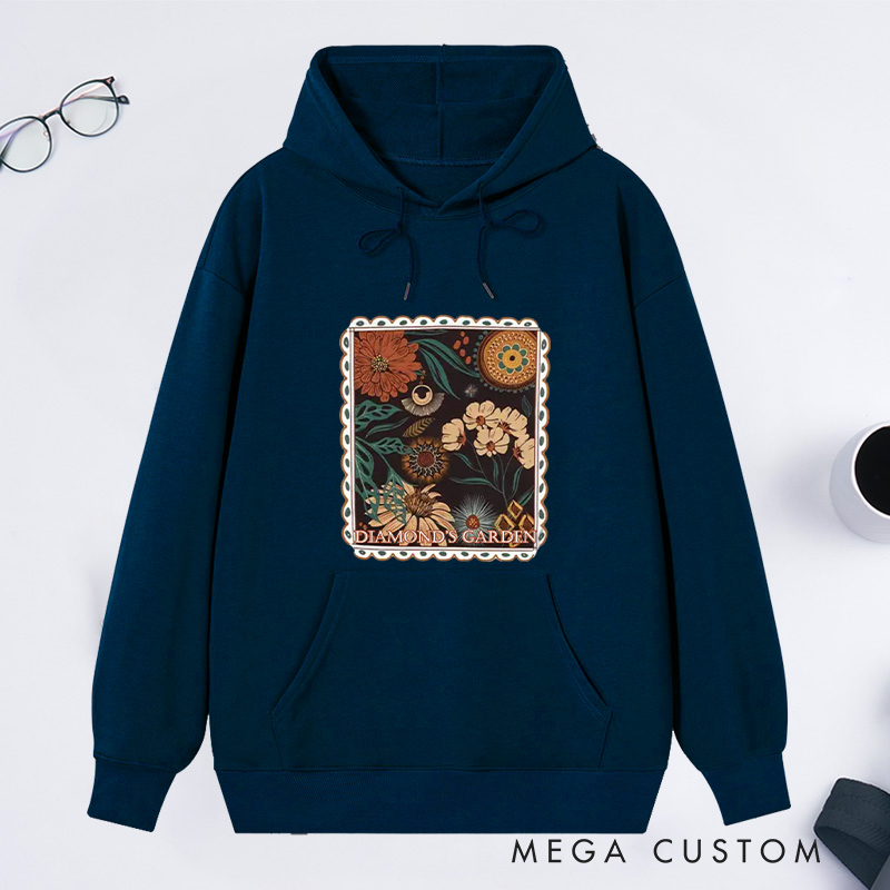 Personalized Boho Floral Cottagecore Classic Hoodies Custom Fall Flowers Nature Hoodies with Name Plant Lover Gift Gardening Lover Gift for Gardener