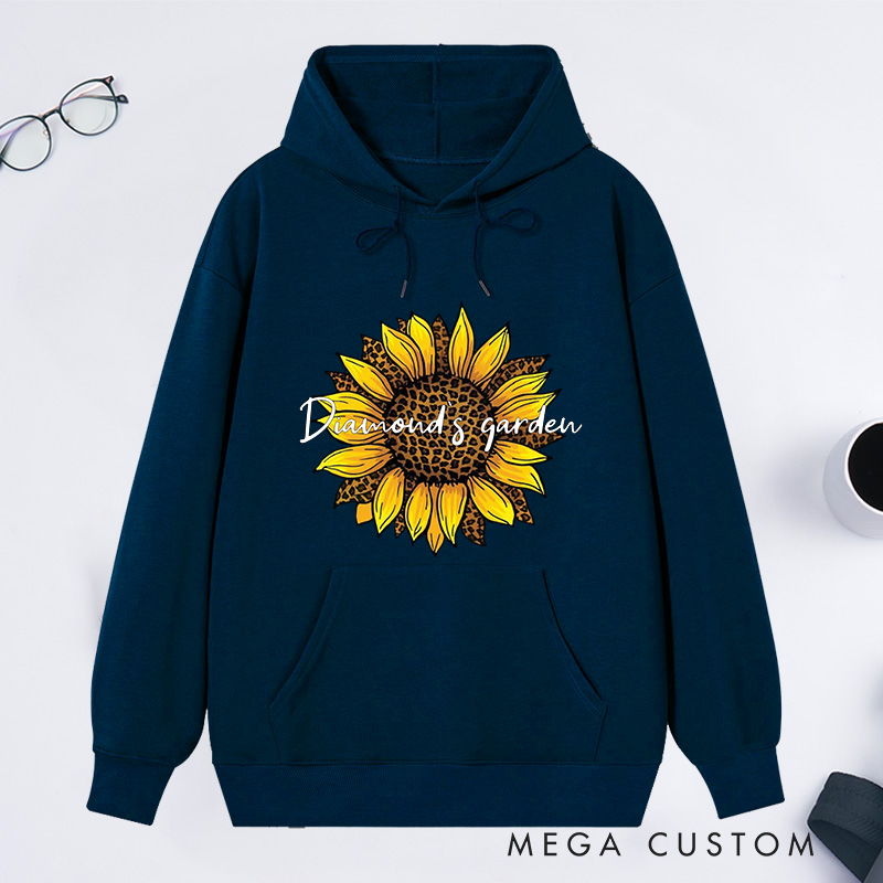 Personalized Leopard Sunflower Classic Hoodies Custom Leopard Floral Hoodies with Name Plant Lover Gift Gardening Lover Gift for Gardener Gift