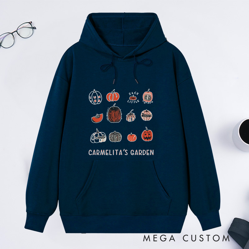 Personalized Pumpkin Classic Hoodies Custom Gardening Hoodies with Name Plant Lover Gift Gardening Gift for Gardener