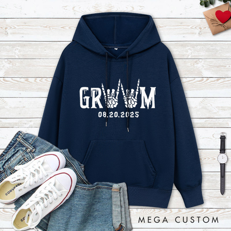Personalized Funny Gesture Skeleton Bride and Groom Matching Wedding Couple Hoodie