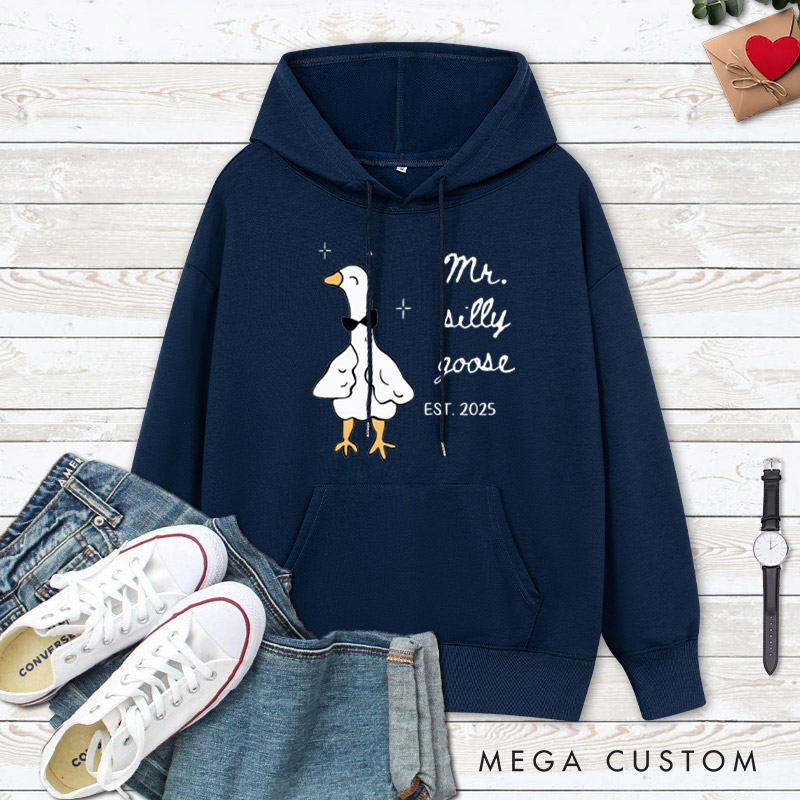 Personalized Funny Mr and Mrs Silly Goose Matching Wedding Couple Hoodie