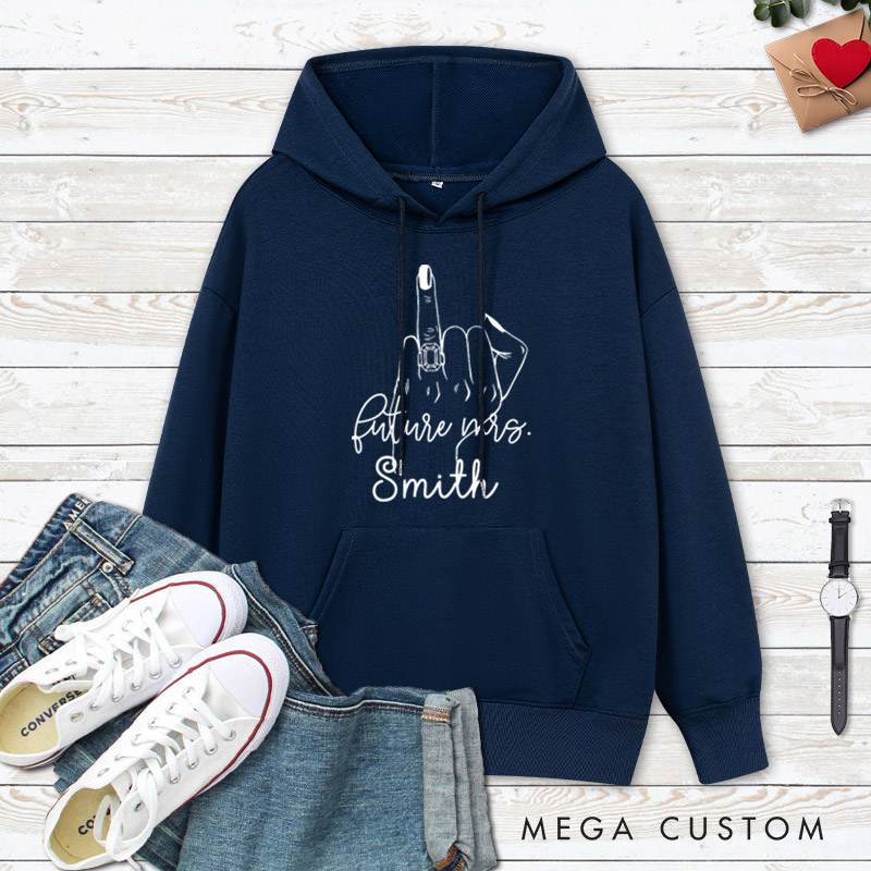 Personalized Minimalist Funny Gesture Future Mrs Fiancee Engagement Fiancée Hoodie