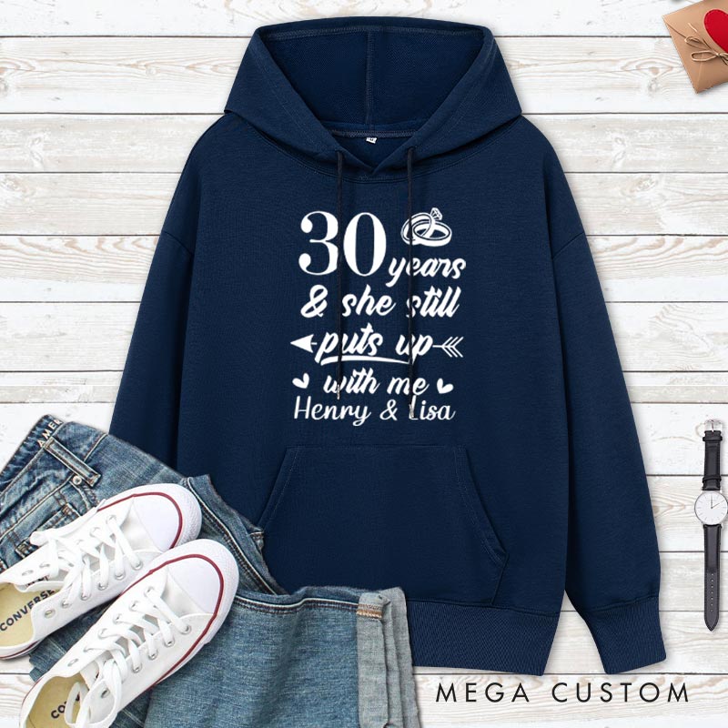 Personalized Funny 30th Anniversary Couple Hoodie Humor Couple 30 Years Anniversary Top Wear for Wife Husband Anniversary Outfit for Couple