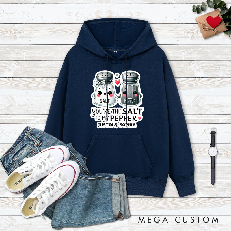 Personalized Couple You’re the Salt to My Pepper Valentine's Day Hoodie with Name Couple Sweatshirt for Boyfriend Girlfriend Husband Wife