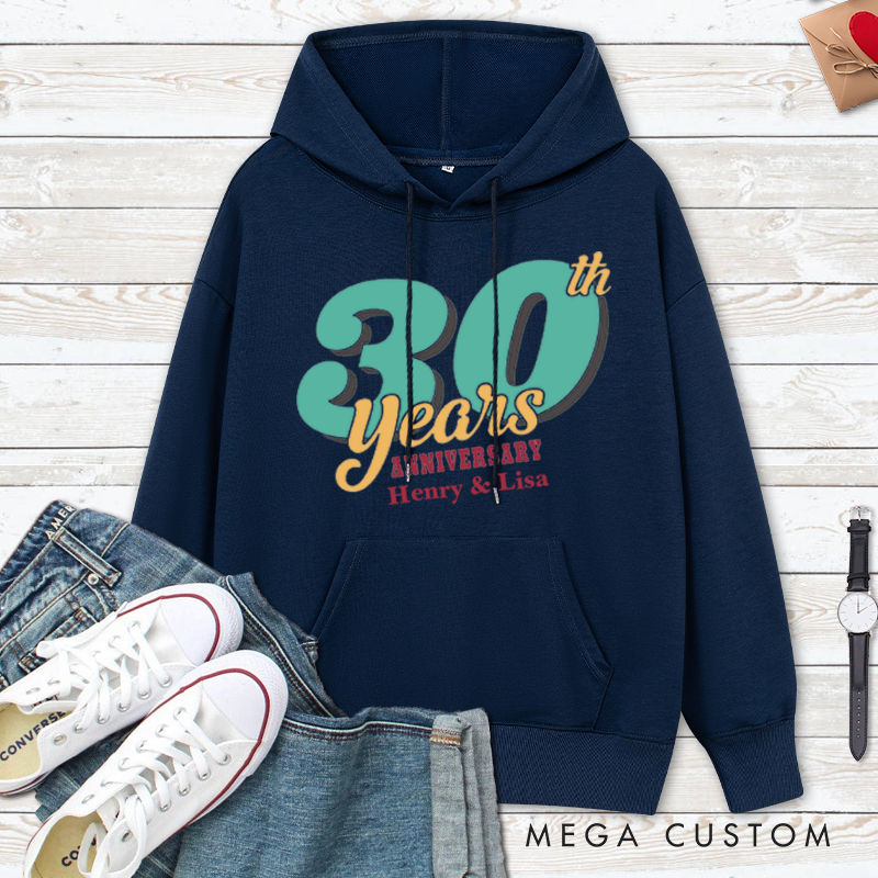 Personalized 30th Anniversary Celebration Hoodie Couple 30 Years Anniversary Outfit 30th Anniversary Top Wear for Wife Husband