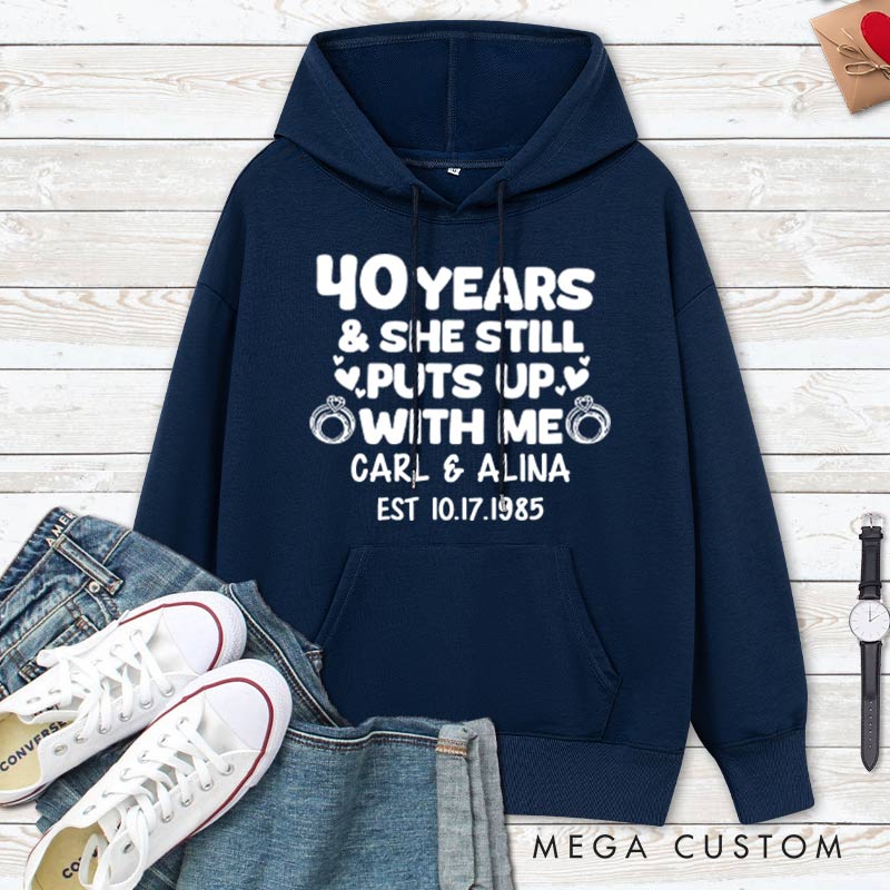 Personalized Funny 40th Anniversary Couple Hoodie Humor 40th Anniversary Hoodie for Couple Anniversary Outfit for Wife Husband