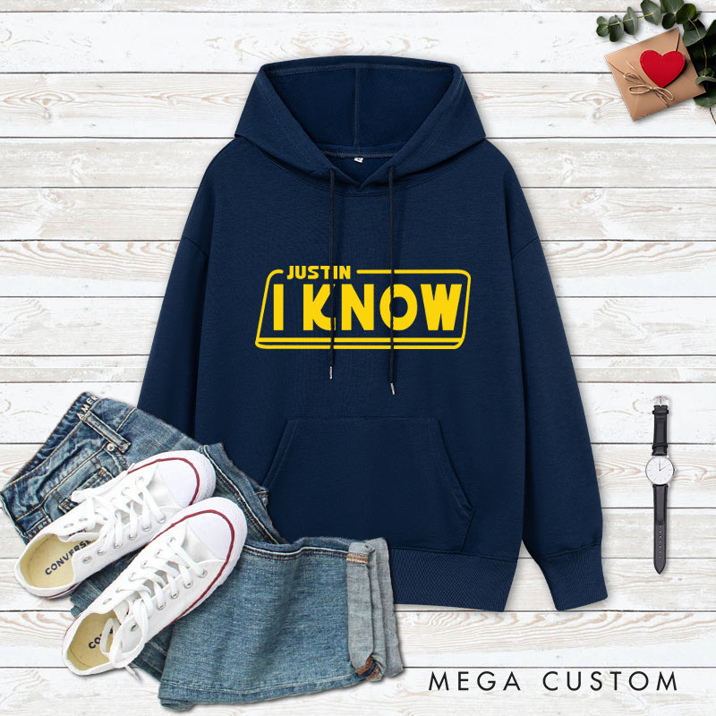 Personalized Couple I Love You and I Know Hoodie with Name Couple Valentine's Day Sweatshirt for Boyfriend Girlfriend Husband Wife