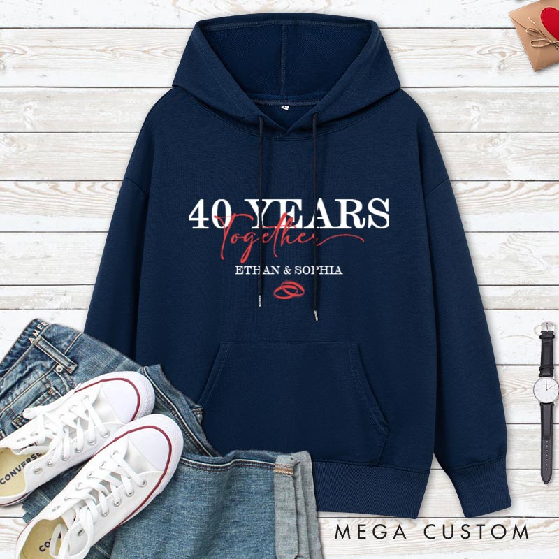 Personalized Couple 40 Years Together Anniversary Hoodie Husband Wife 40th Anniversary Outfit Couple Anniversary Hoodie for Her Him