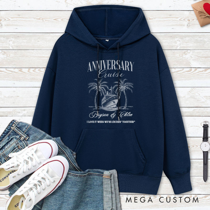 Personalized Anniversary Cruise Commemorative Hoodie Husband Wife Anniversary Outfit for Couple Anniversary Hoodie for Her Him