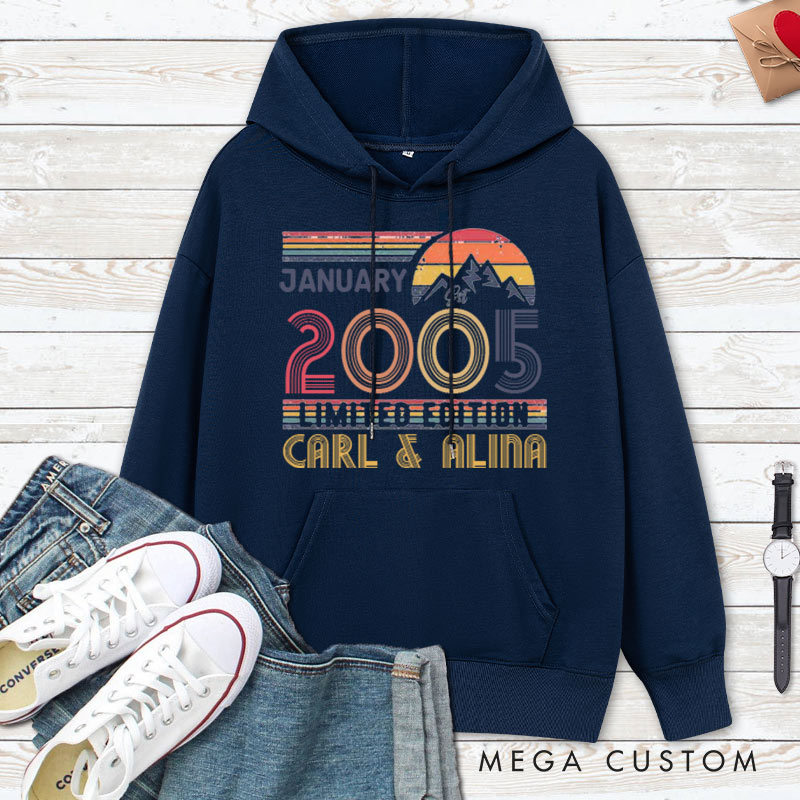 Personalized Limited Edition Couple Hoodie Vintage Anniversary Outfit for Husband Wife Couple Anniversary Hoodie for Her Him