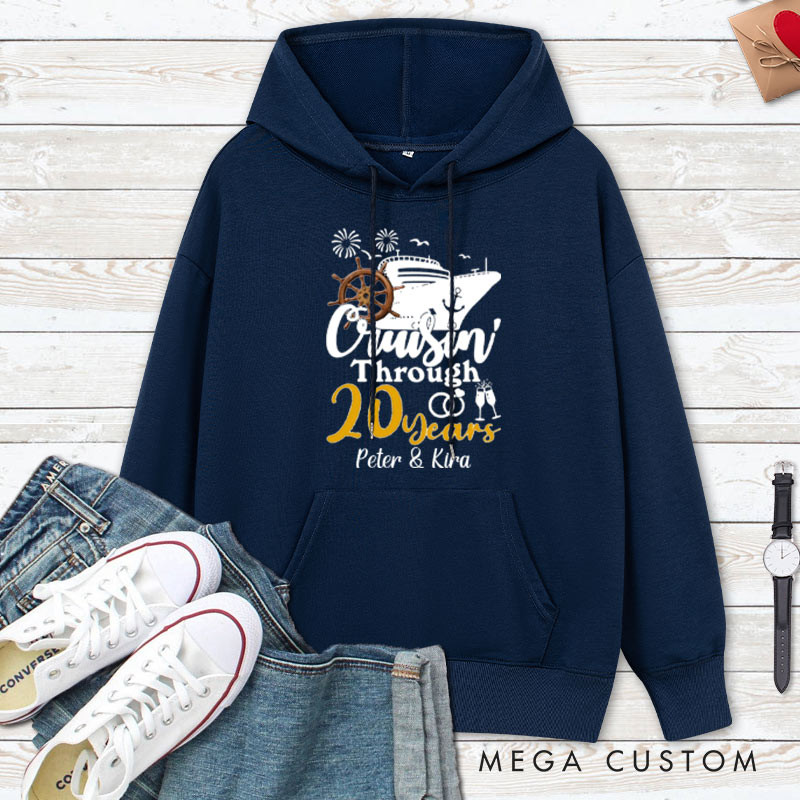 Personalized Cruisin' Through 20 Years Anniversary Hoodie 20th Couple Anniversary Outfit for Husband Wife
