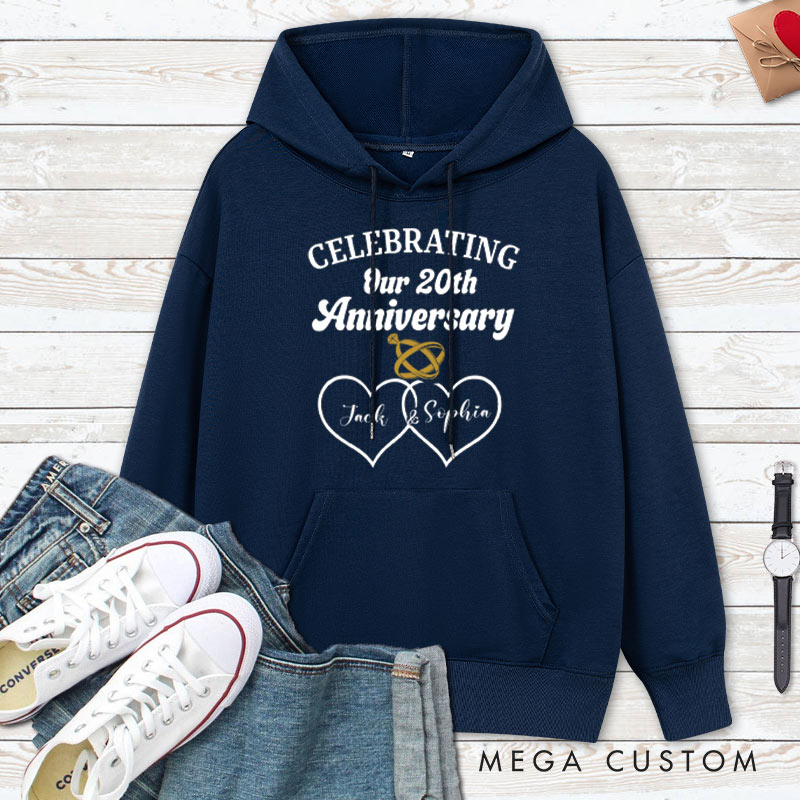 Personalized Celebrating Our 20th Anniversary Hoodie Couple 20th Anniversary Outfit for Husband Wife Causal Hoodie for Her Him