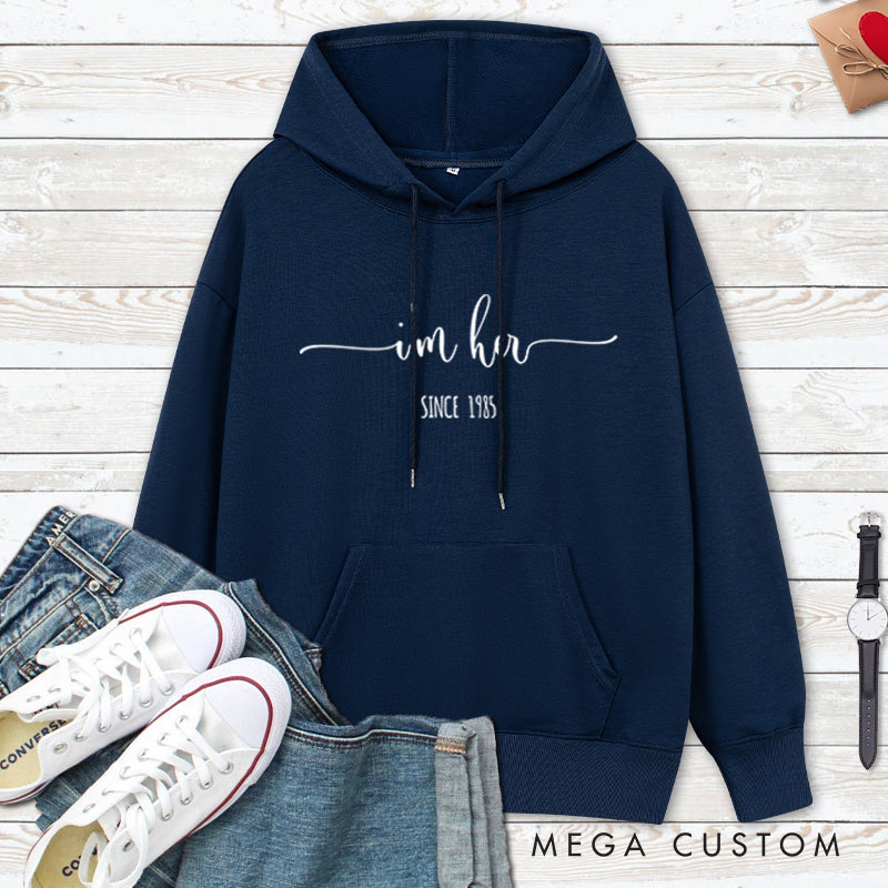 Personalized I'm His/I'm Hers Couple Hoodie Minimalist Couple Hoodie for Her Him Husband Wife 20th Anniversary Outfit