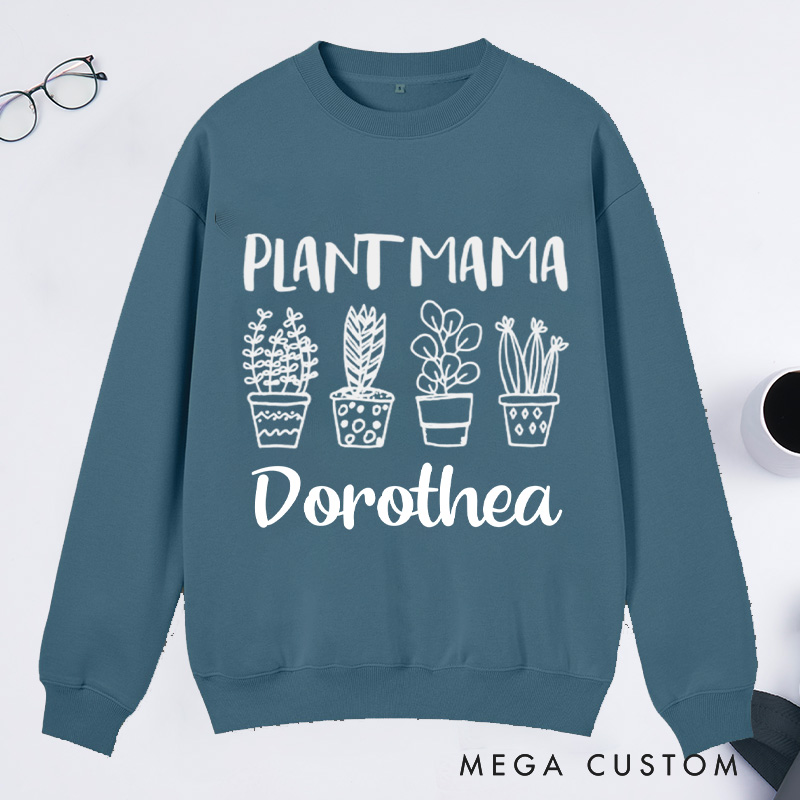 Personalized Plant Mama Classic Sweatshirts Crazy Plant Lady Sweatshirt with Name Gardener Sweatshirt Plant Lover Gift Gardening Gift