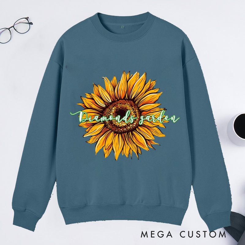 Personalized Sunflower Classic Sweatshirts Flower Print Sweatshirt Gardener Sweatshirt with Name Plant Lover Gift Gardening Gift Gardener Gift