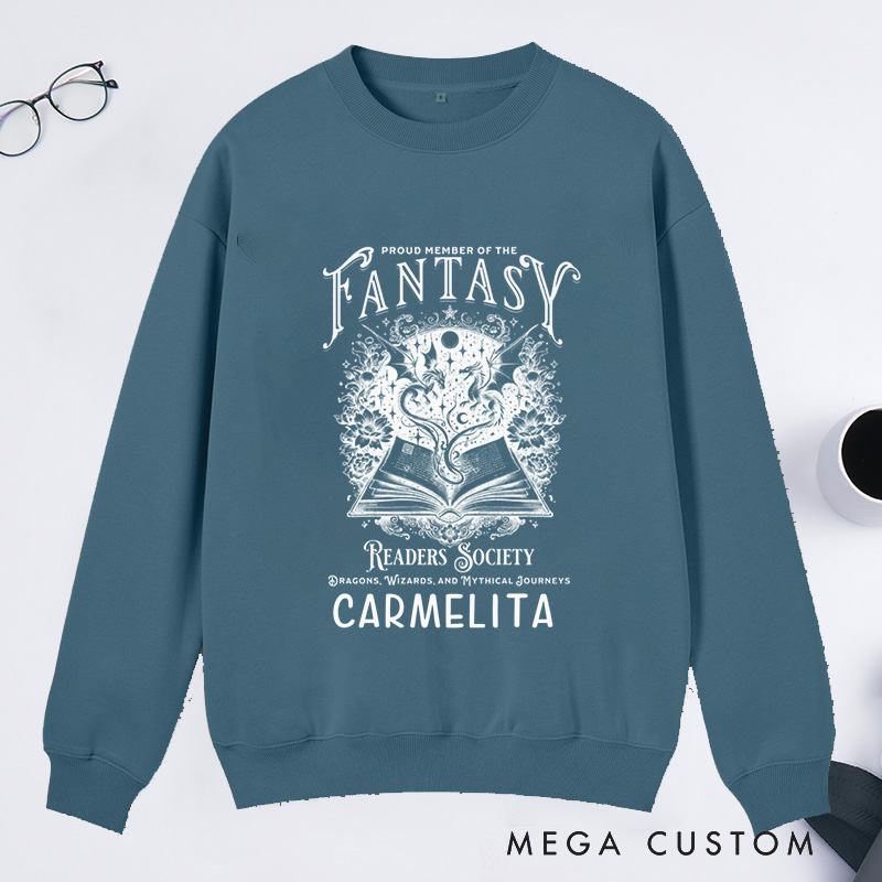 Personalized Fantasy Readers Society Classic Sweatshirts Dragon Lover Sweatshirt Bookish Sweatshirt Mythical Creatures Book Sweatshirt Book Lover Gift