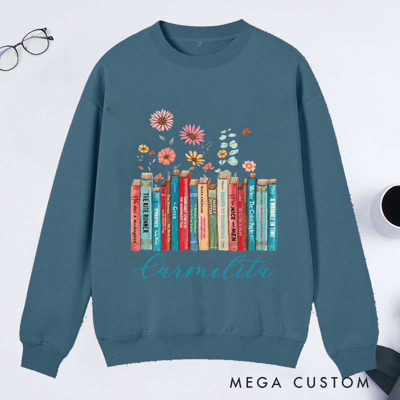 Personalized I'm With The Banned Classic Sweatshirts Custom Floral Books Sweatshirt with Name Book Lover Gift Librarian Gift Reading Gift