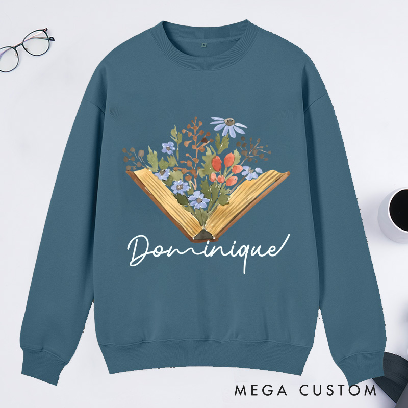 Personalized Wildflowers Book Classic Sweatshirts Custom Sweatshirts with Name Book Lovers Gift For Bookworms Gift Reading Gift Librarian Gift