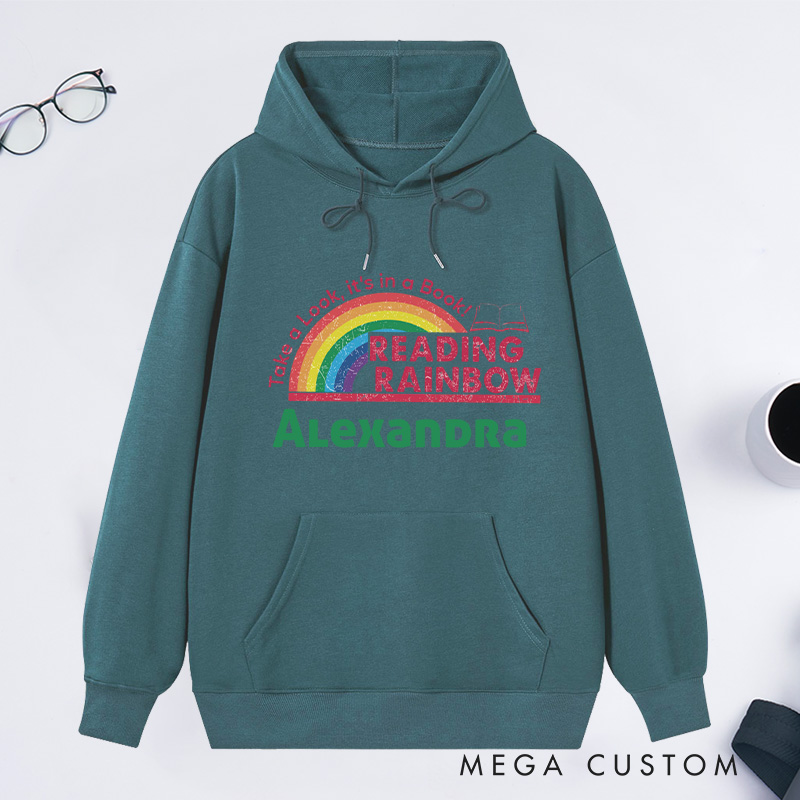 Personalized Reading Rainbow Classic Hoodies Book Lover Hoodies Reading Hoodies Librarian Gift Book Lover Gift For Reader Gift