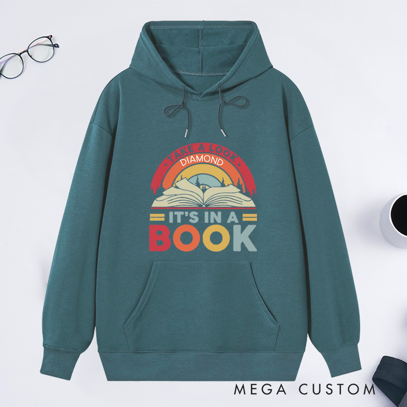 Personalized Reading Rainbow Classic Hoodies Custom Book Lover Hoodies with Name Take a Look It’s in a Book Hoodies Librarian Gift Reader Gift