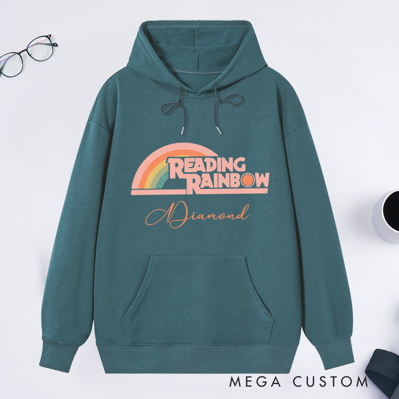 Personalized Reading Rainbow Classic Hoodies Love To Read Hoodies Custom Book Lover Hoodies with Name Librarian Gift Reading Gift for Reader