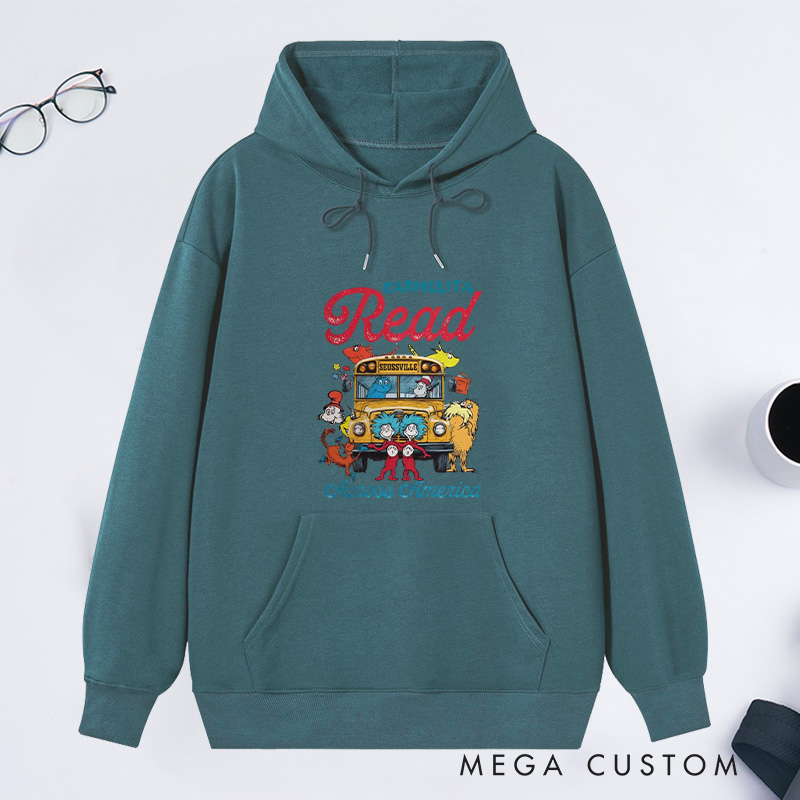 Personalized Read Across America Classic Hoodies Reading Day Hoodies Custom Bookish Hoodies with Name Librarian Gift Book Lover Gift for Reader