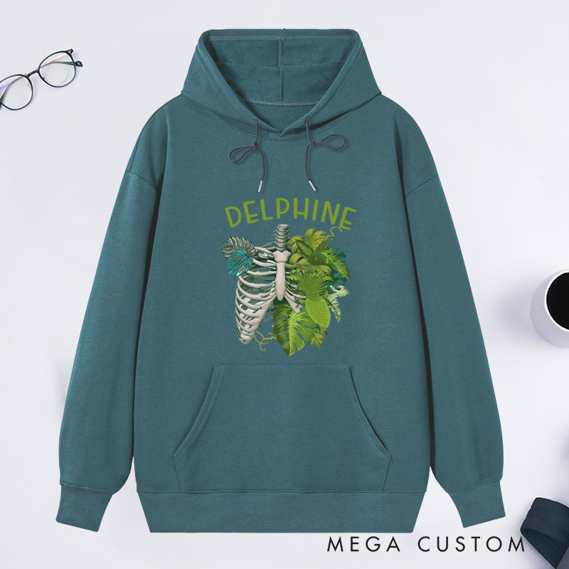 Personalized Skeleton Plant Classic Hoodies Custom Monstera Hoodies with Name Plant Lover Gift Gardening Lover Gift for Gardener Gift