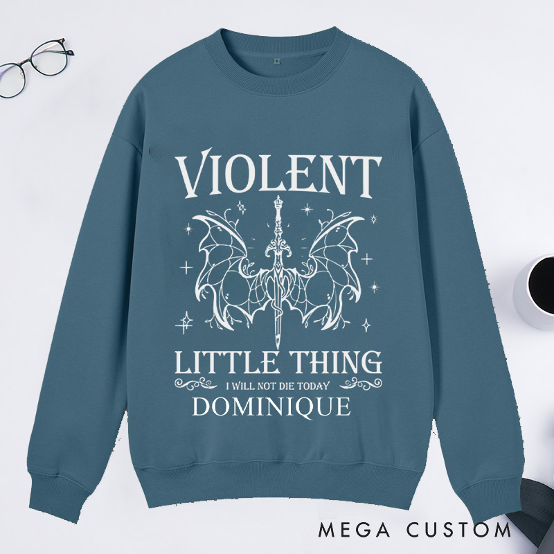 Personalized Violent Little Thing Classic Sweatshirts with Name Custom Reading Sweatshirt for Book Lover Gift Librarian Gift Reader Gift