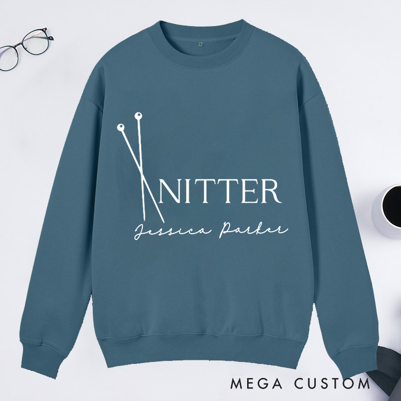 Personalized Knitter Needles Classic Sweatshirts Knitting Sweatshirts Knitting Sweatshirts Knitting Gift Knitter Gift Knitting Yarn Lover