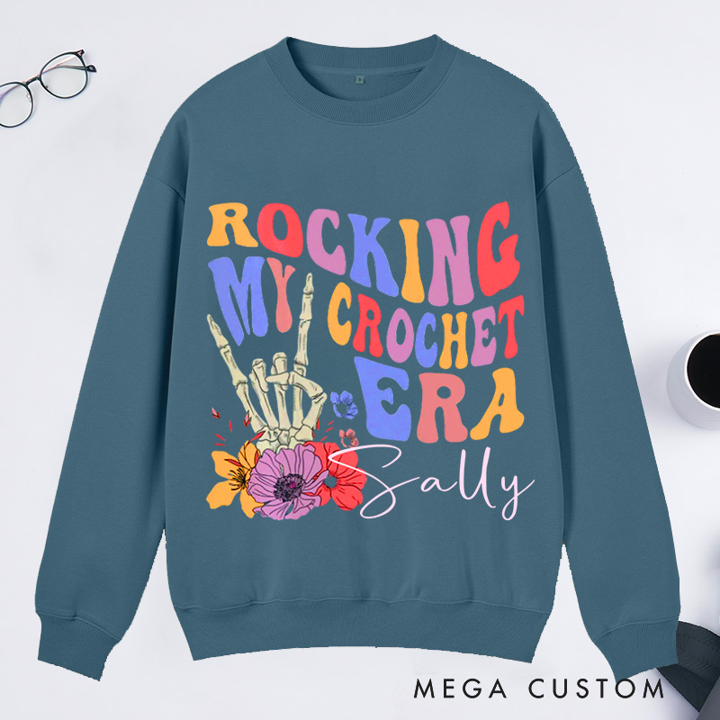 Personalized Rocking My Crochet Era Classic Sweatshirts In My Crochet Era Comfort Colors Retro Trendy Sweatshirts