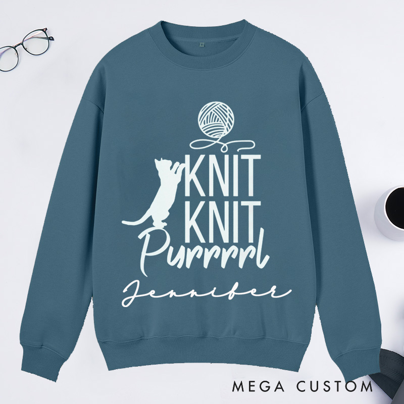 Personalized Cat Lover Classic Sweatshirts Funny Crocheting Sweatshirts