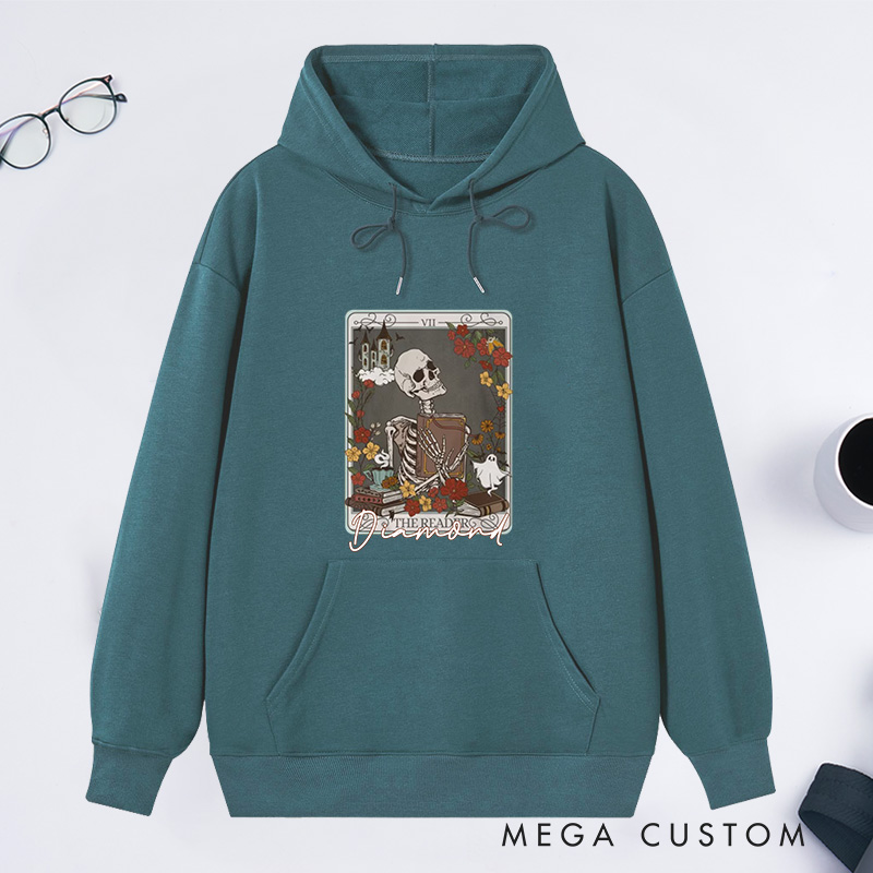 Personalized the Reader Tarot Card Crewneck Classic Hoodies Bookish Hoodies Custom Book Lover Hoodies with Name Librarian Gift Reader Gift