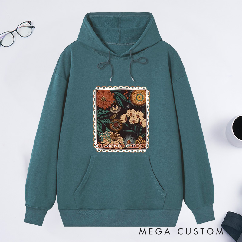 Personalized Boho Floral Cottagecore Classic Hoodies Custom Fall Flowers Nature Hoodies with Name Plant Lover Gift Gardening Lover Gift for Gardener