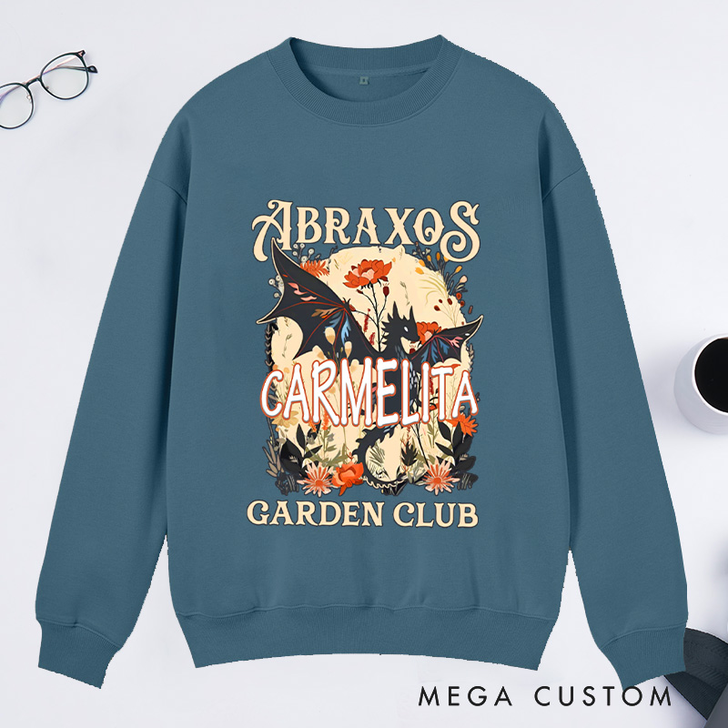 Personalized Garden Club Classic Sweatshirts Fantasy Book Lover Sweatshirt with Name Gardening Lover Gift Plant Lover Gift Bookish Gift