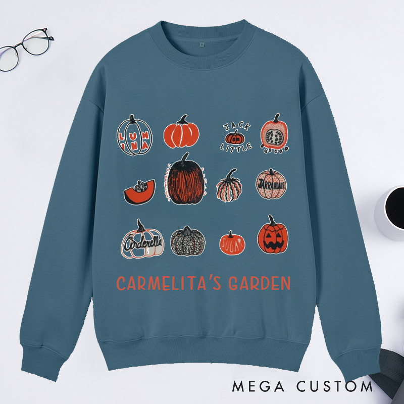 Personalized Pumpkin Classic Sweatshirts Gardener Sweatshirt with Name Halloween Sweatshirt Plant Lover Gift Gardening Lovers Gift