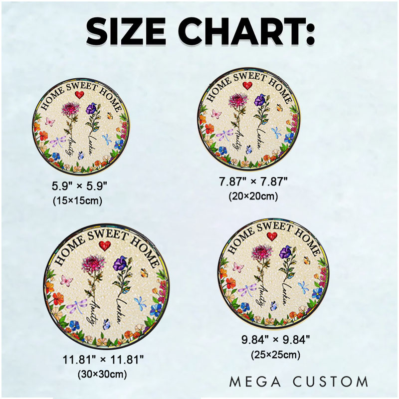 Personalized Housewarming Suncatcher Home Sweet Home Design Custom Names and Floral Suncatcher New Home Decor for Couple Gifts for Newlyweds