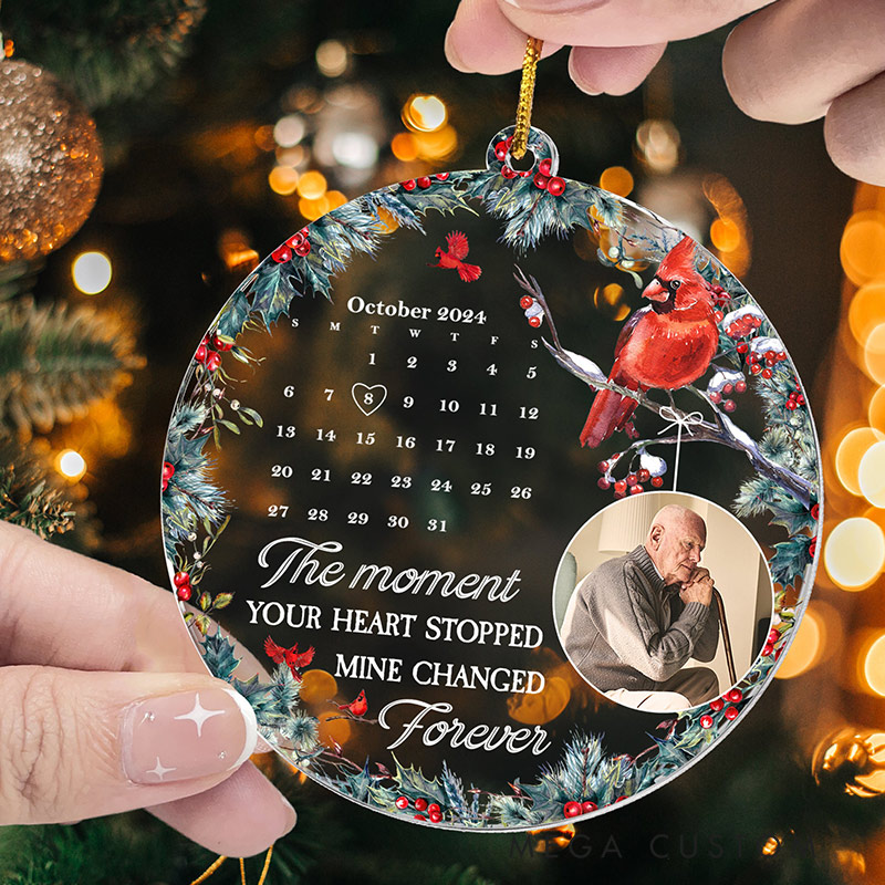 Personalized Acrylic Photo Christmas Ornament The Moment Your Heart Stopped Mine Changed Forever Sympathy Gift for Loss of Grandfather