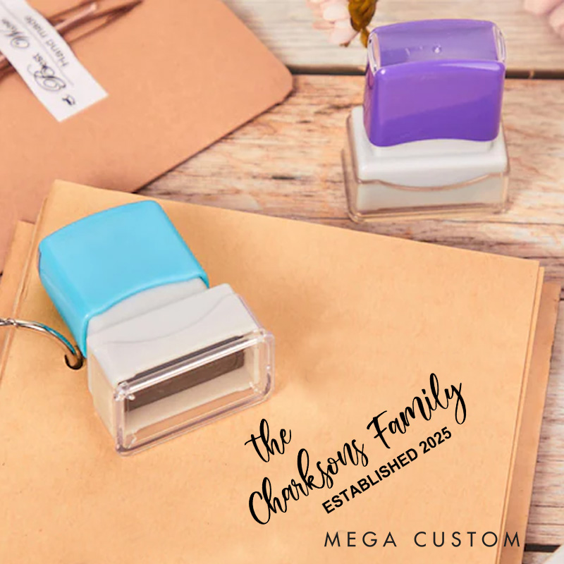 Personalized Housewarming Seal Custom Family Name and Established Year Design Elegant Decorative Stamp for New Homeowners Crafting Invitations