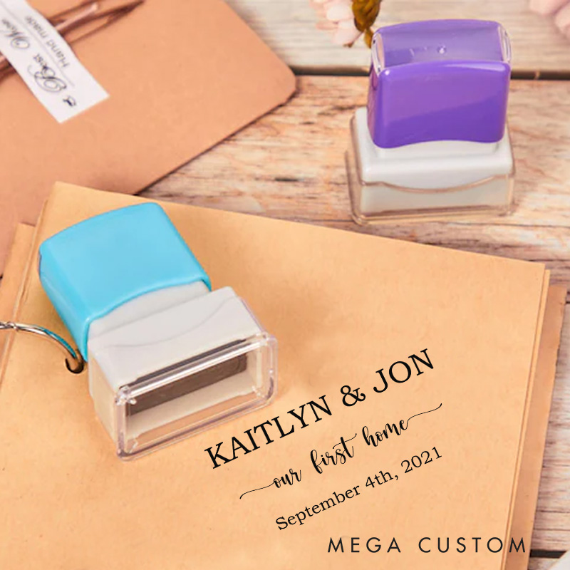Personalized Housewarming Stamp Our First Home Design Custom Names and Date Decorative Stamp for New Homeowners Crafting Invitations and Keepsakes