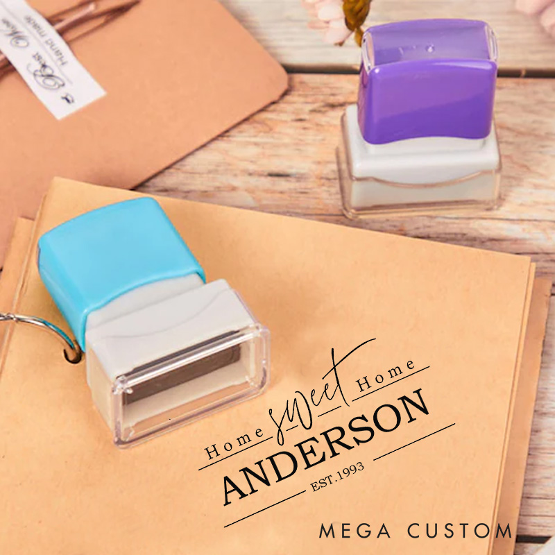 Personalized Housewarming Stamp Home Sweet Home Custom Family Name and Established Year Decorative Stamp for New Homeowners Crafting and Keepsakes