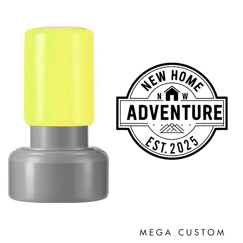 Personalized Stamp New Home Adventure Design Custom Established Date Decorative Stamp for New Homeowners Housewarming Gifts and Keepsakes