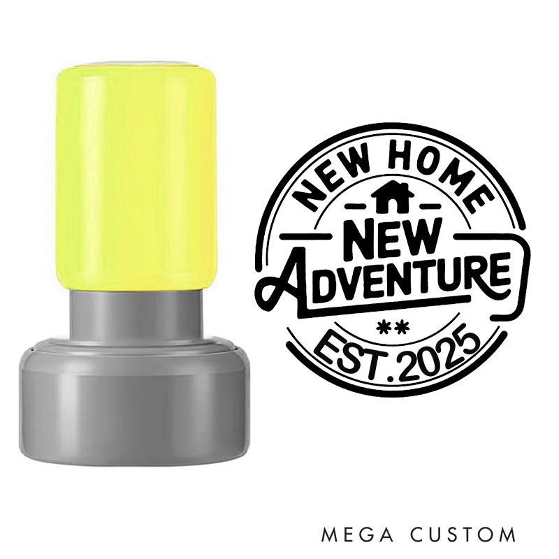 Personalized Stamp New Home New Adventure Design Custom Established Date Decorative Stamp for New Homeowners Housewarming Gifts and Keepsakes